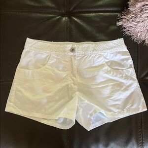 D&G junior shorts girls sz 14 white crochet logo